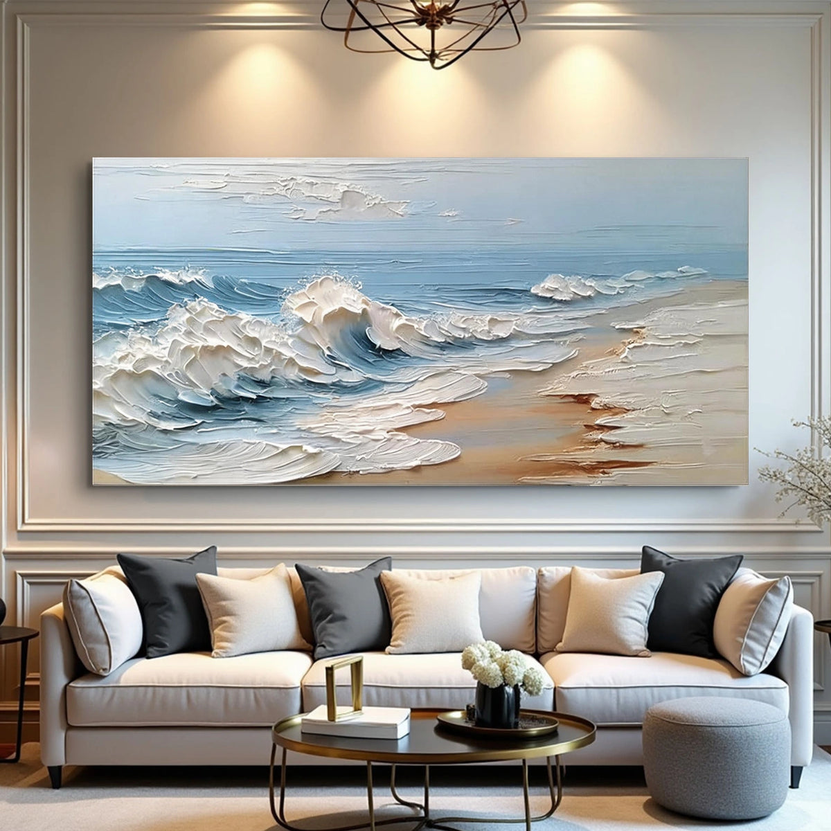 Abstract Ocean And Sky Textured Wall Art #OS058