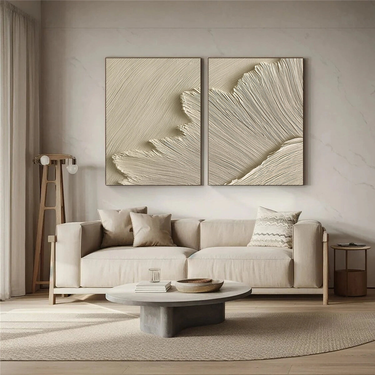 Beige Minimalist Textured Wall Art Set of 2 #MW027