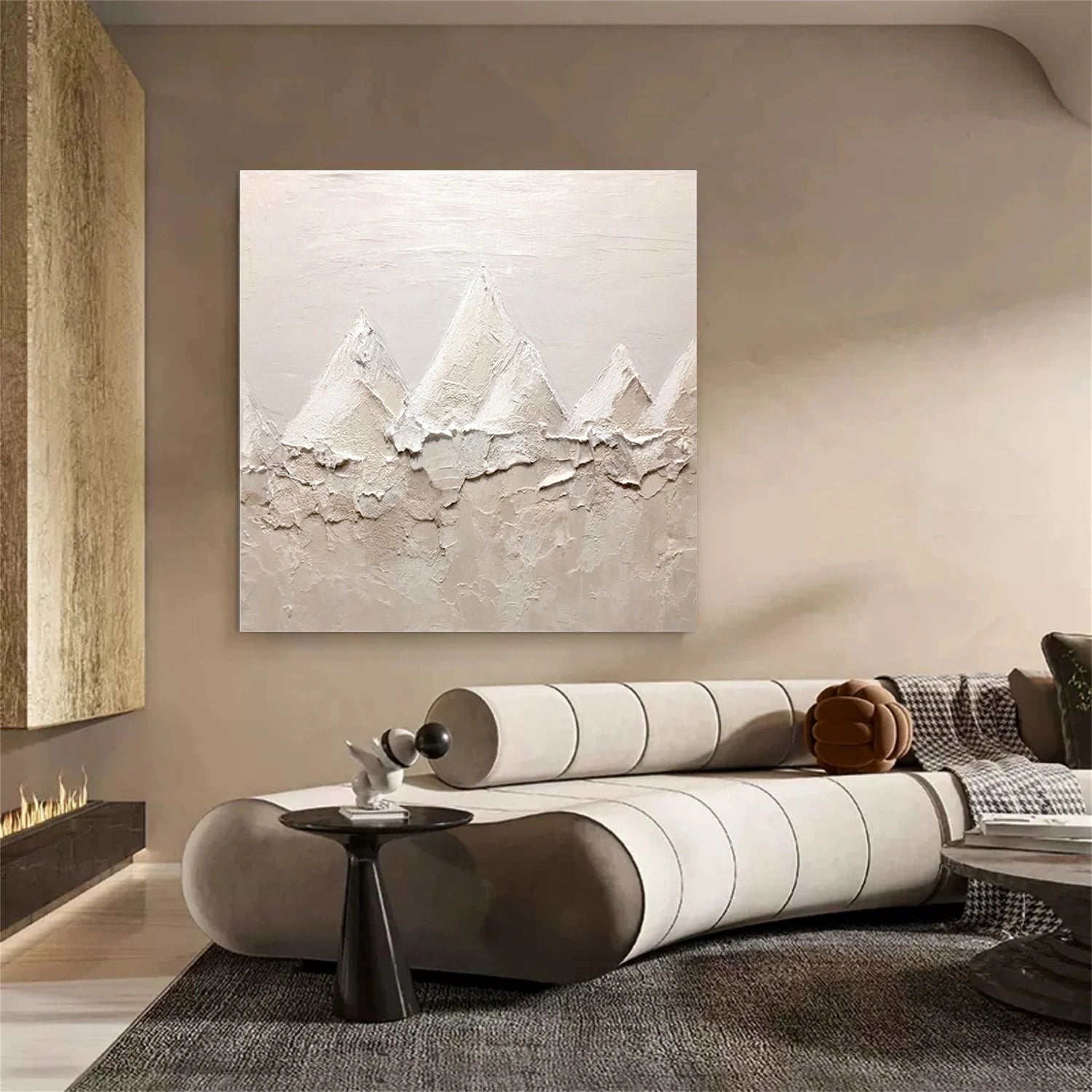 Beige Minimalist Mountain Textured Wall Art #MM039