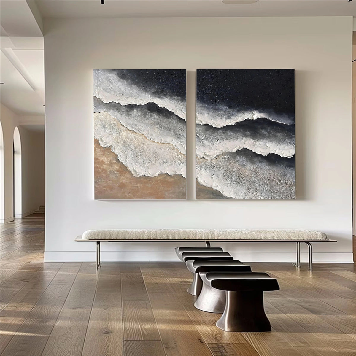 Abstract Ocean And Sky Textured Wall Art Set of 2 #OS130