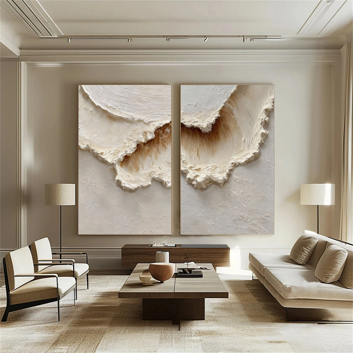 Abstract Ocean And Sky Textured Wall Art Set of 2 #OS129
