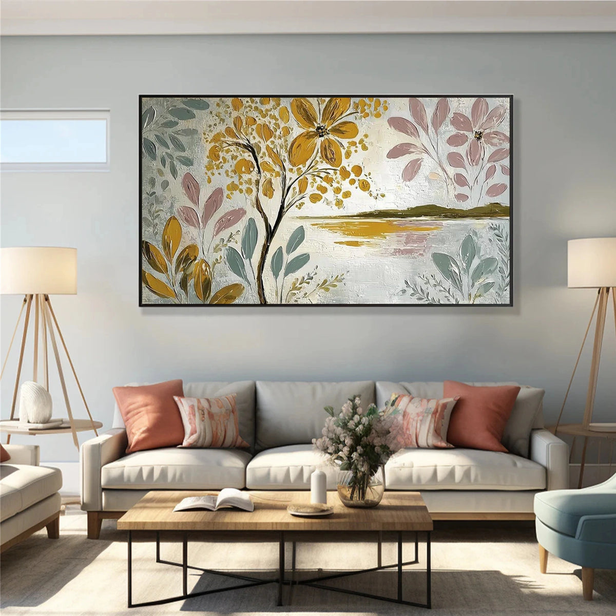 Abstract Flower And Tree Textured Wall Art #FT033