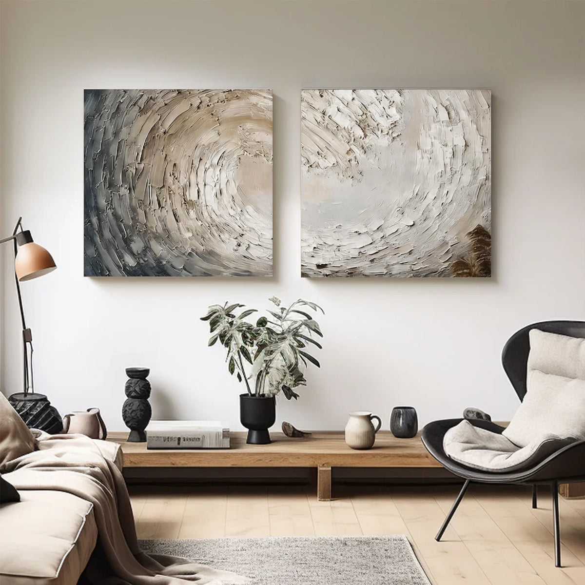 Abstract Ocean And Sky Textured Wall Art Set of 2 #OS144