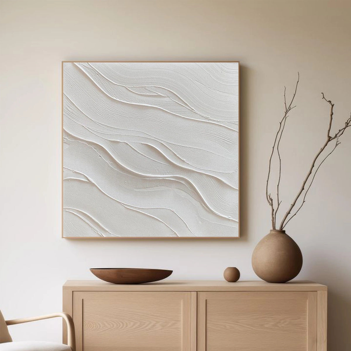White Minimalist Textured Wall Art #MW036