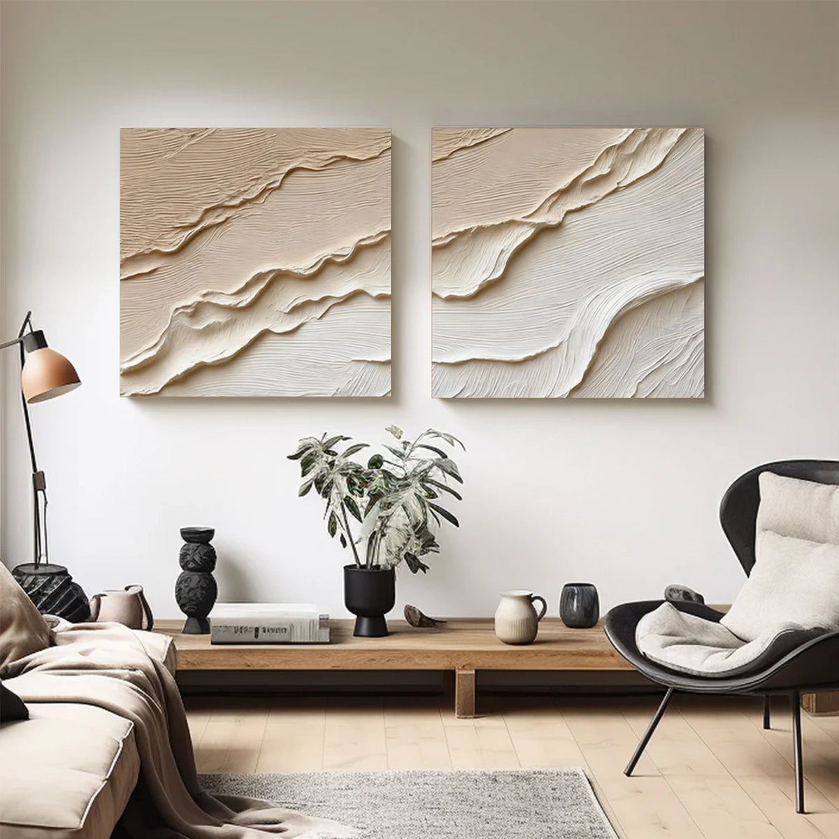 Brown Minimalist Textured Wall Art Set of 2 #MW033