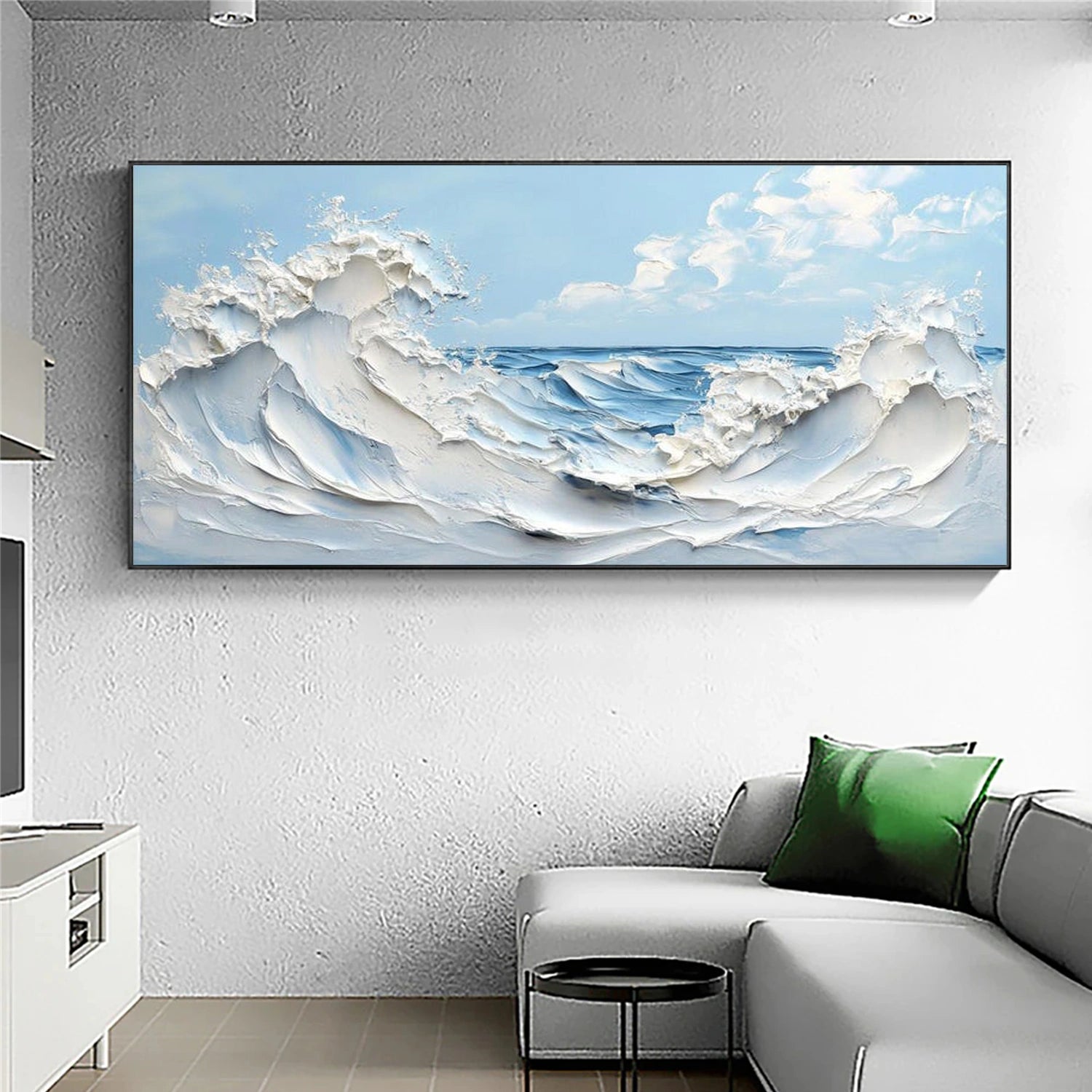 Abstract Ocean And Sky Textured Wall Art #OS053