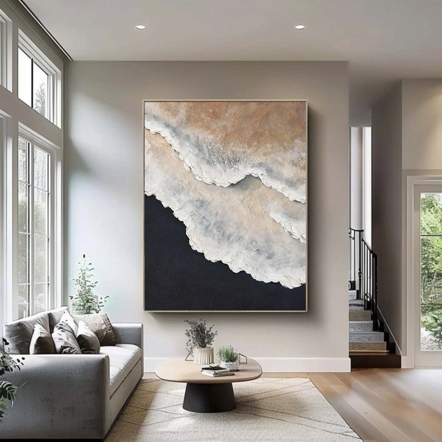 Abstract Ocean And Sky Textured Wall Art #OS033