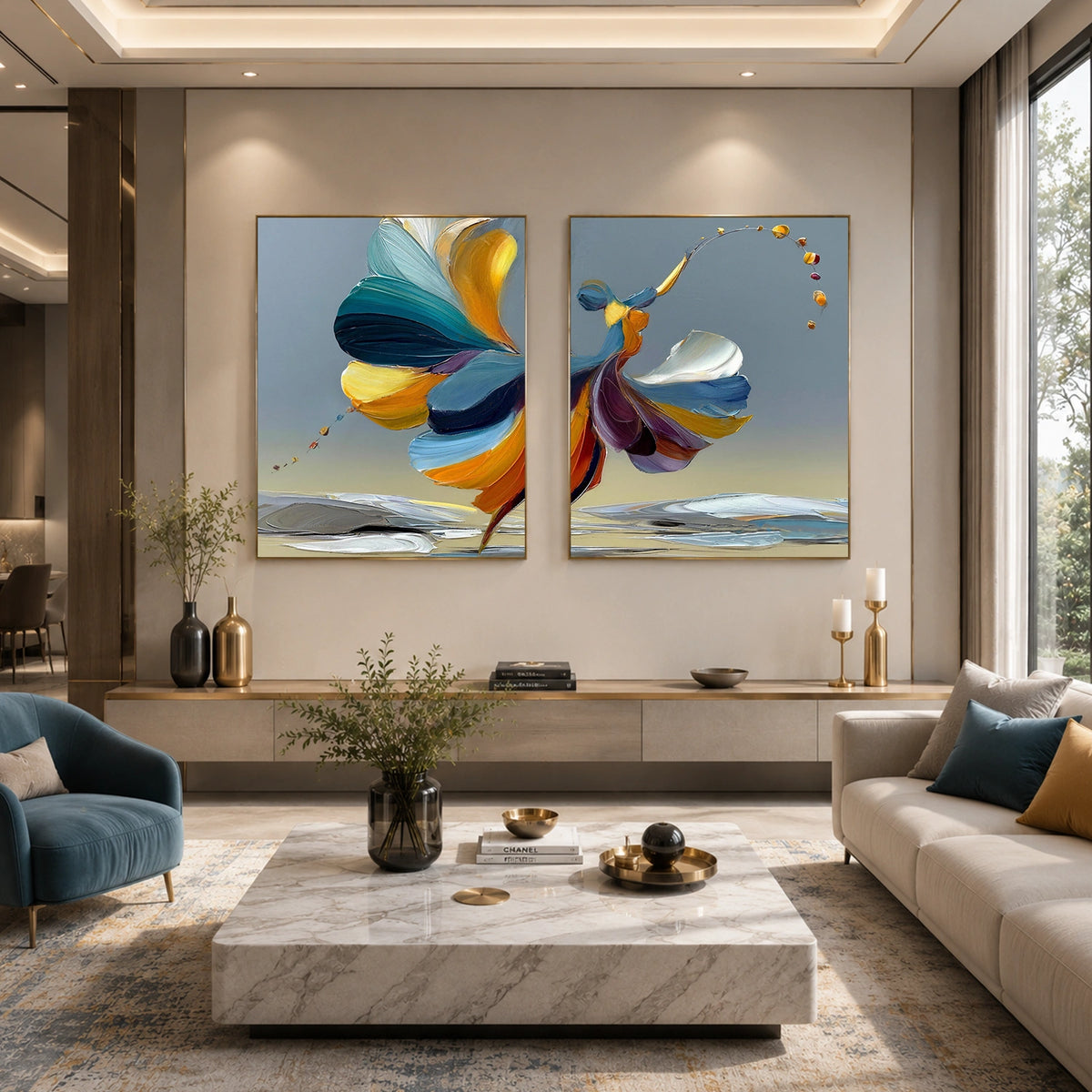 Abstract Portrait Textured Wall Art Set of 2 #LA031
