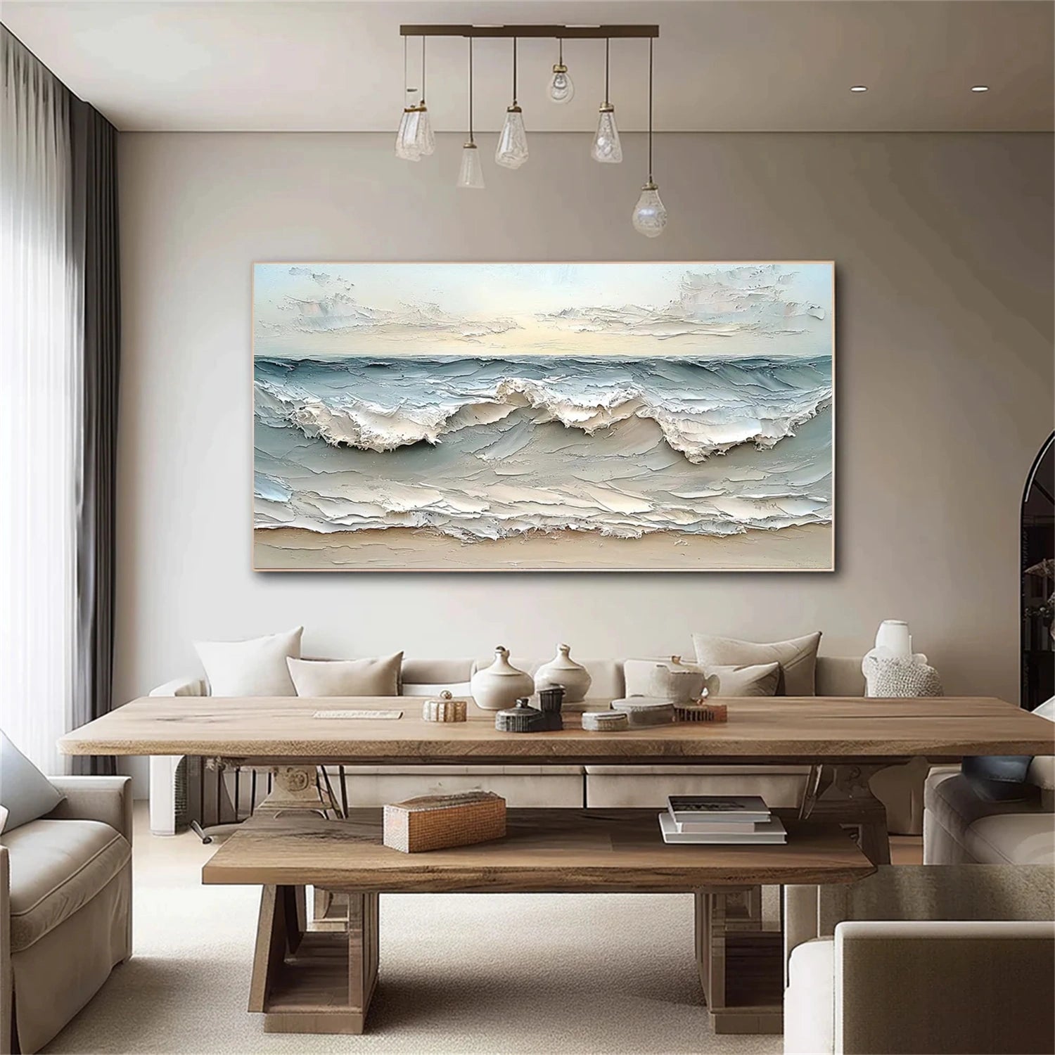 Abstract Ocean And Sky Textured Wall Art #OS062