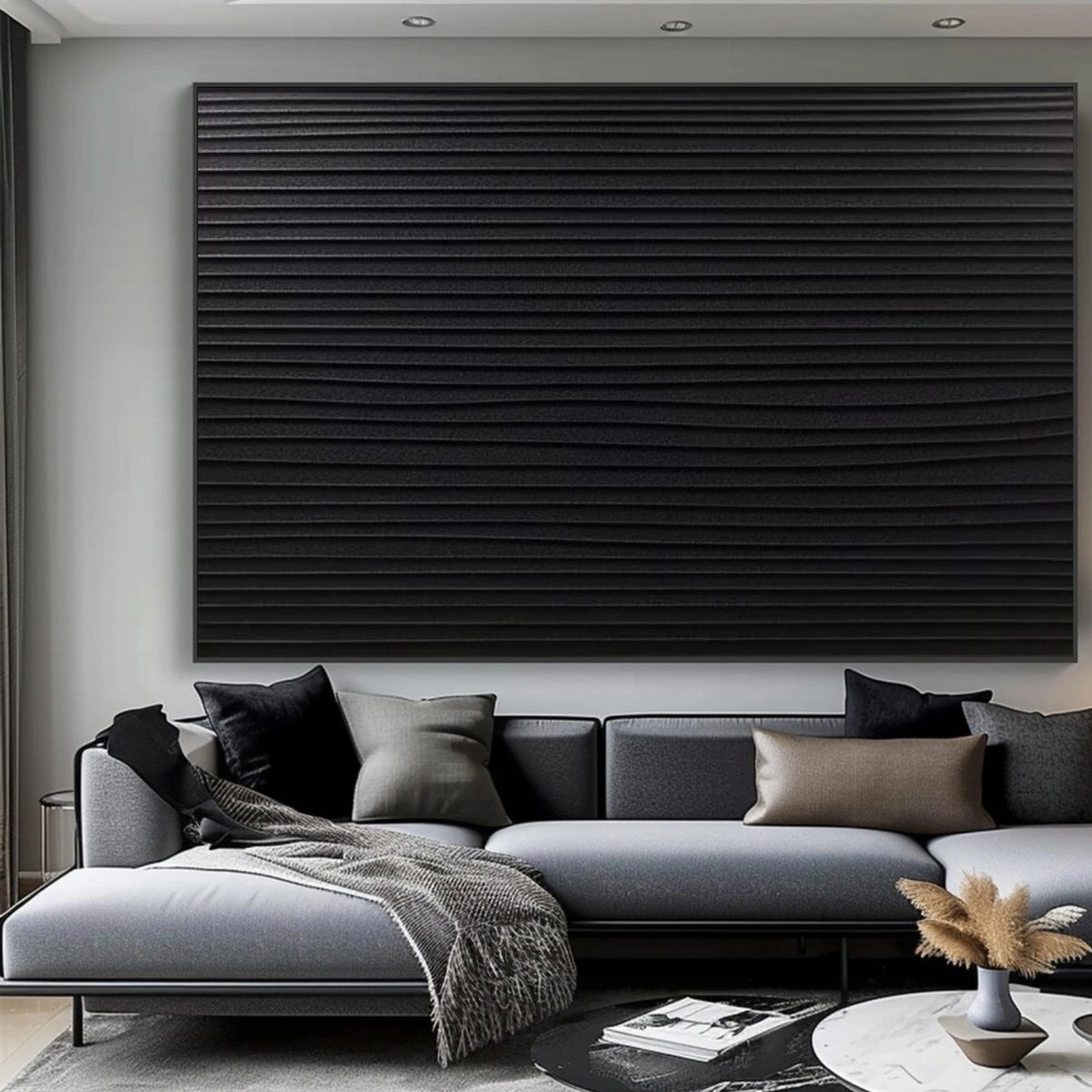 Black Minimalist Textured Wall Art #MW009