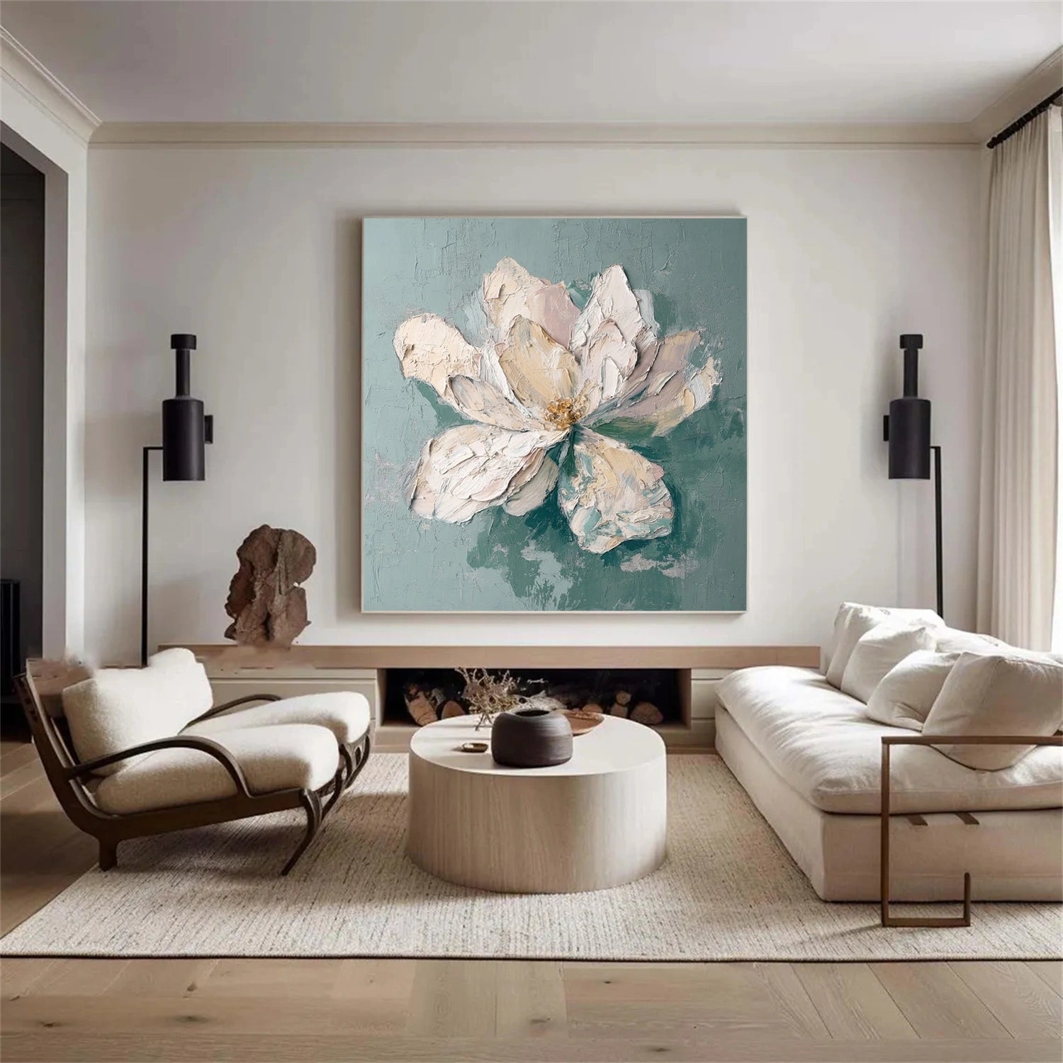 Abstract Flower And Tree Textured Wall Art #FT039