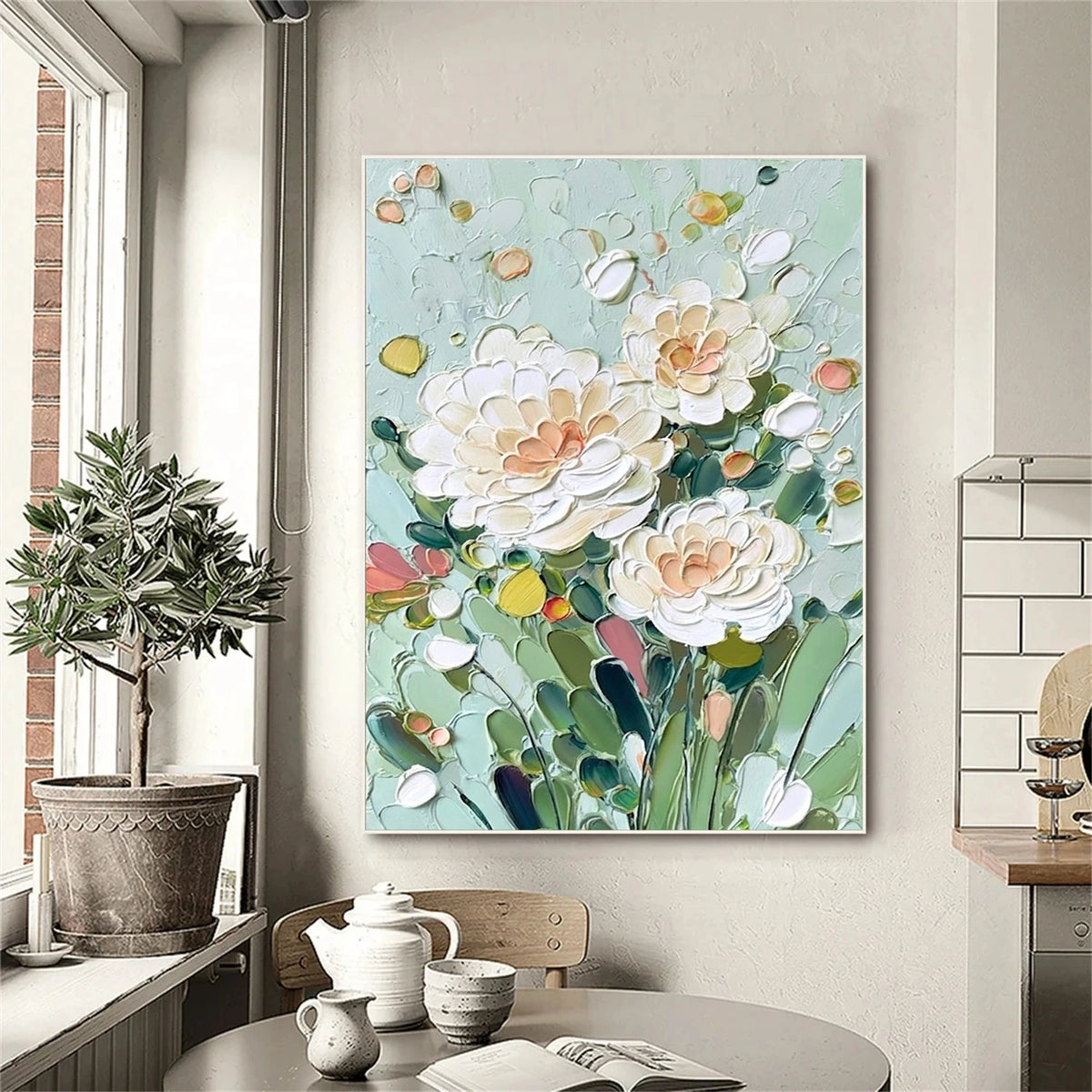 Abstract Flower And Tree Textured Wall Art #FT044