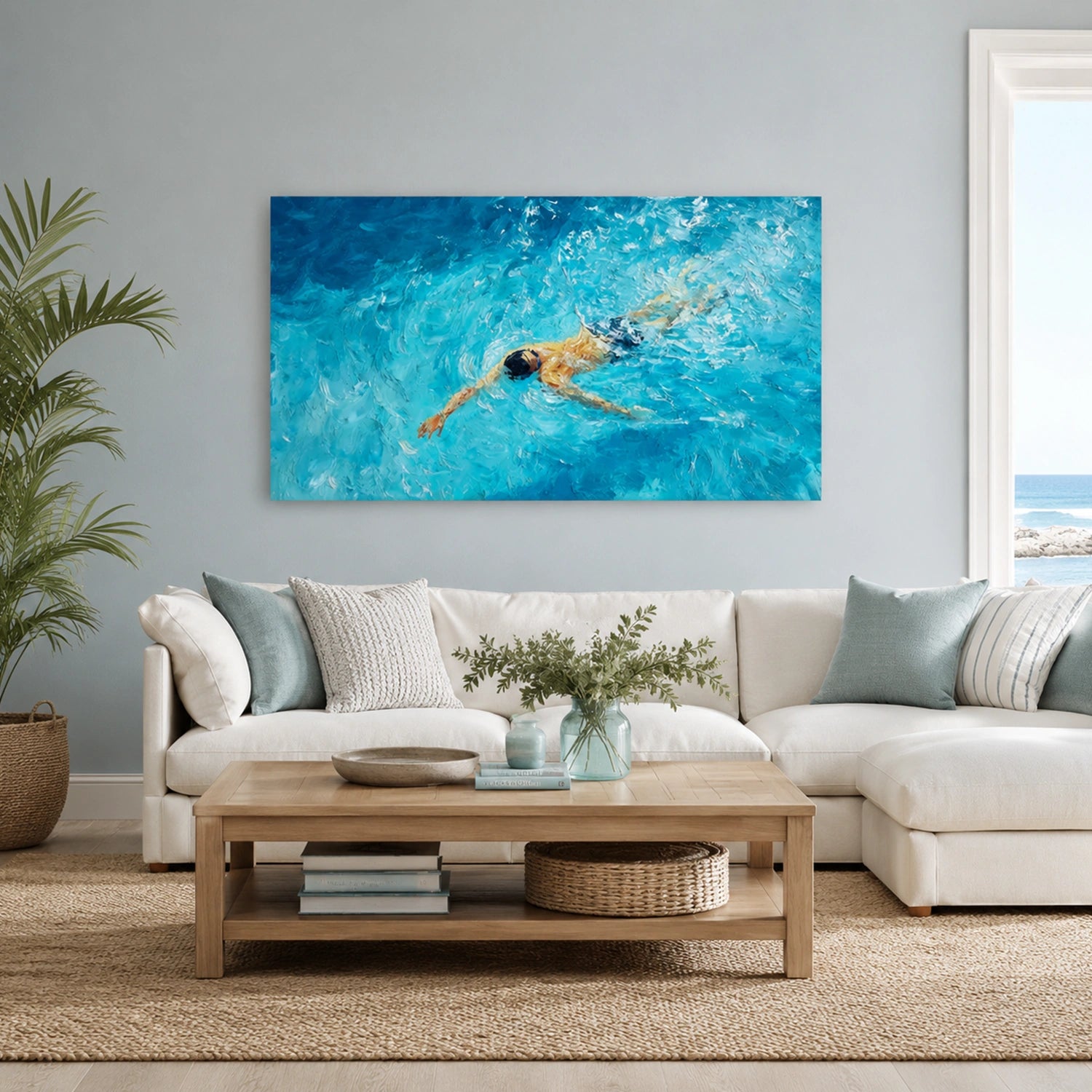 Swimming Sports Textured Wall Art #SC033