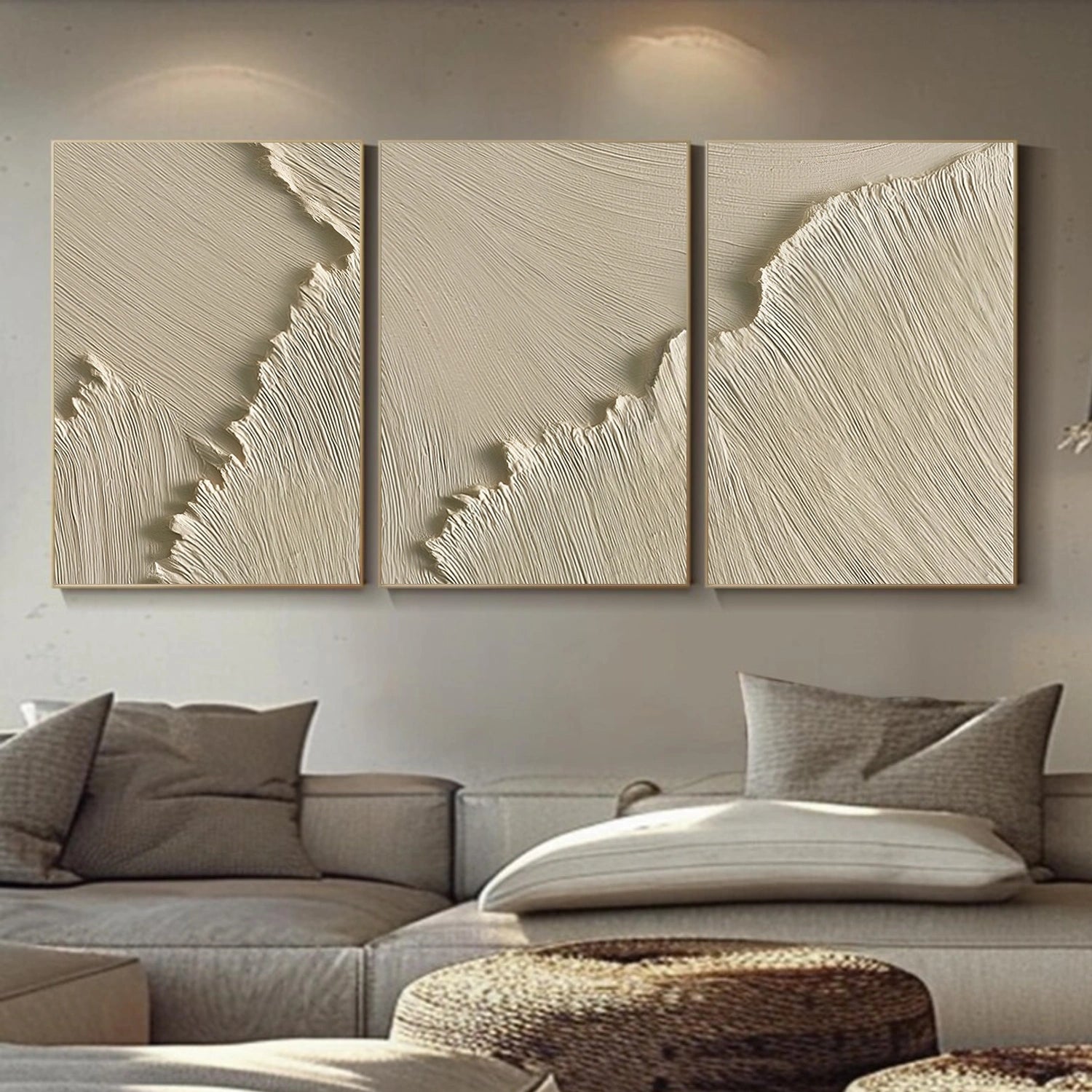 Beige Minimalist Textured Wall Art Set of 3 #MW030