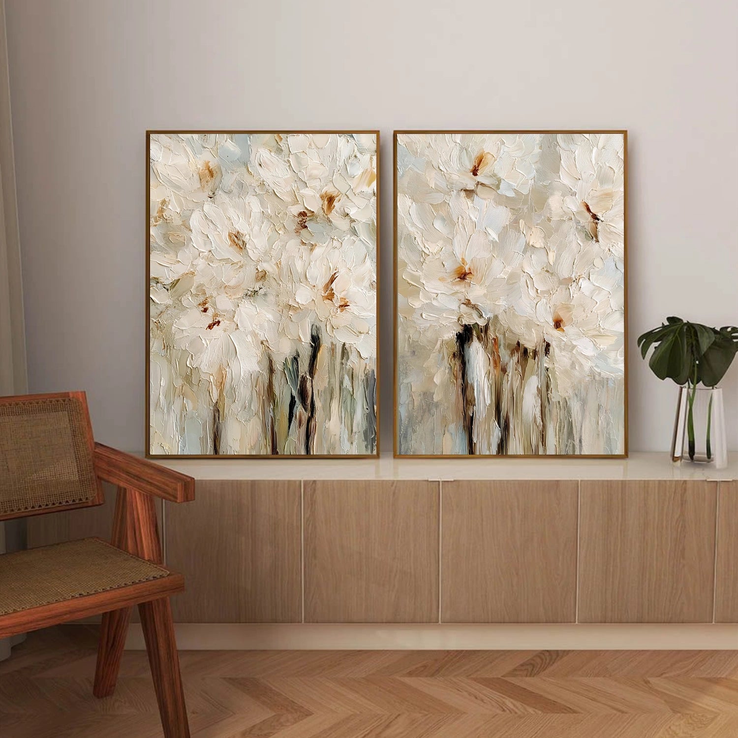 Abstract Flower And Tree Textured Wall Art Set of 2 #FT030