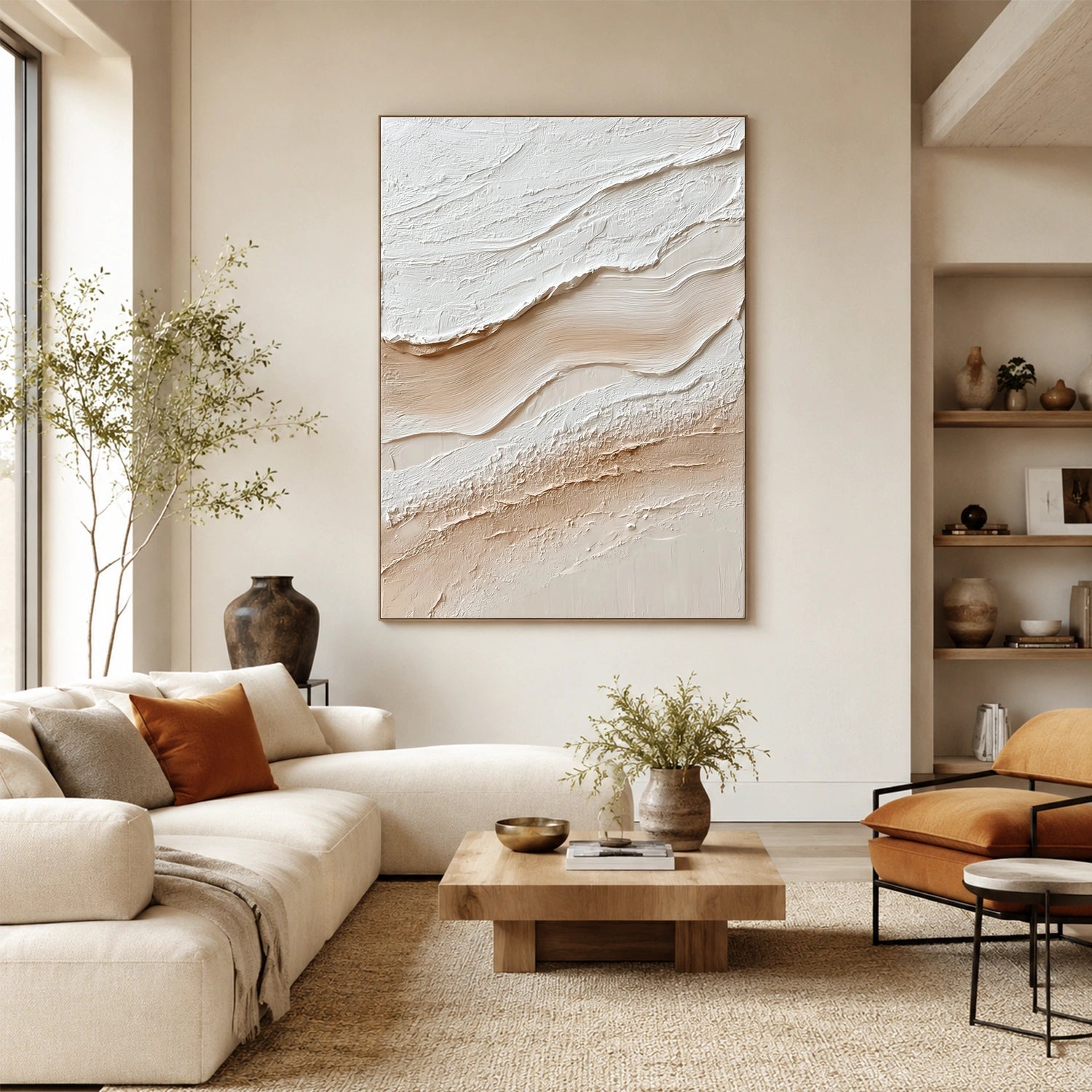 White Minimalist Textured Wall Art #MW037