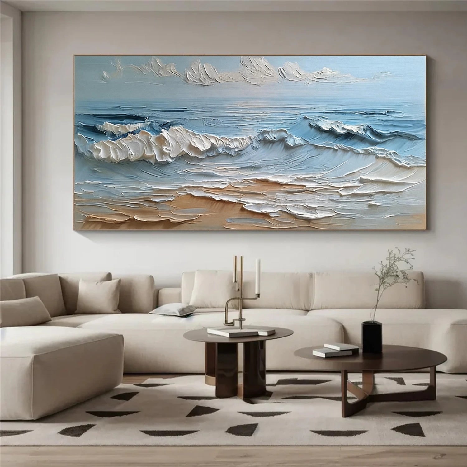 Abstract Ocean And Sky Textured Wall Art #OS056