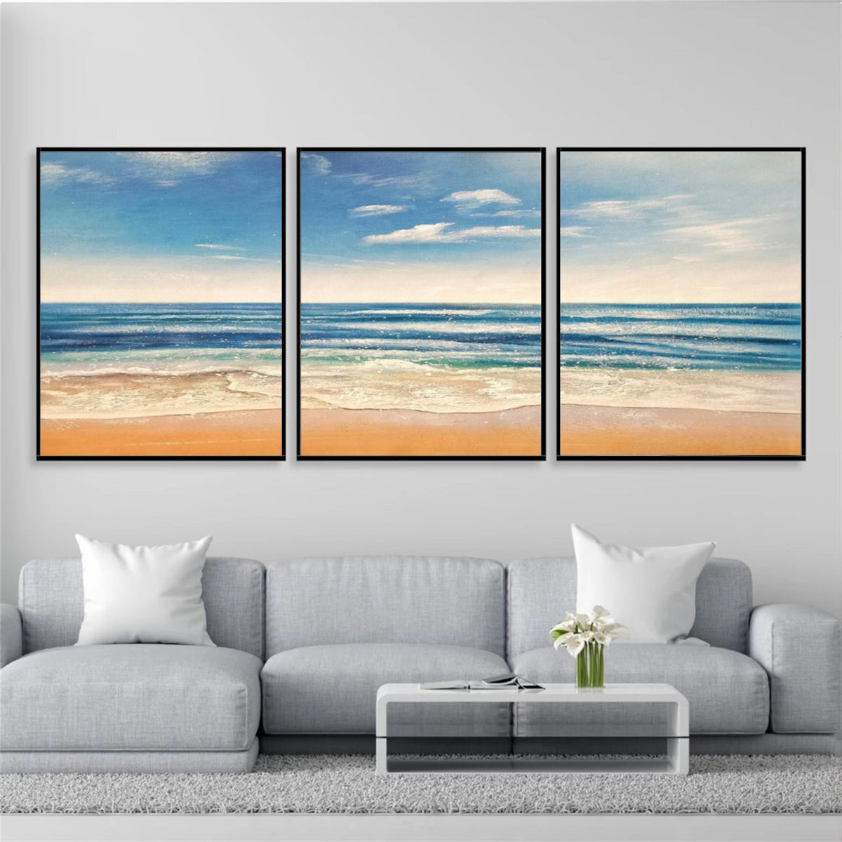 Abstract Ocean And Sky Wall Art Set of 3 #OS141