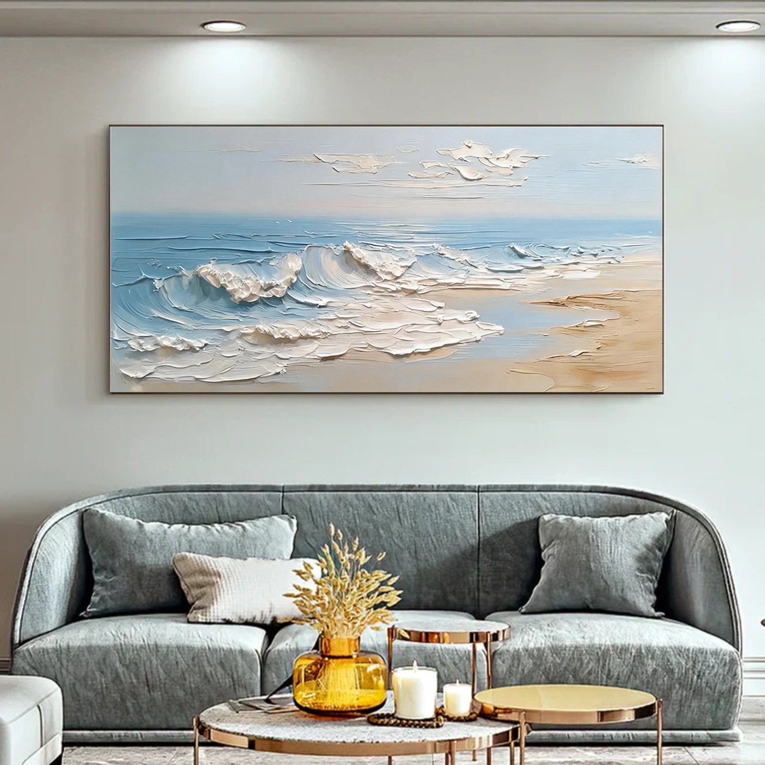 Abstract Ocean And Sky Textured Wall Art #OS057