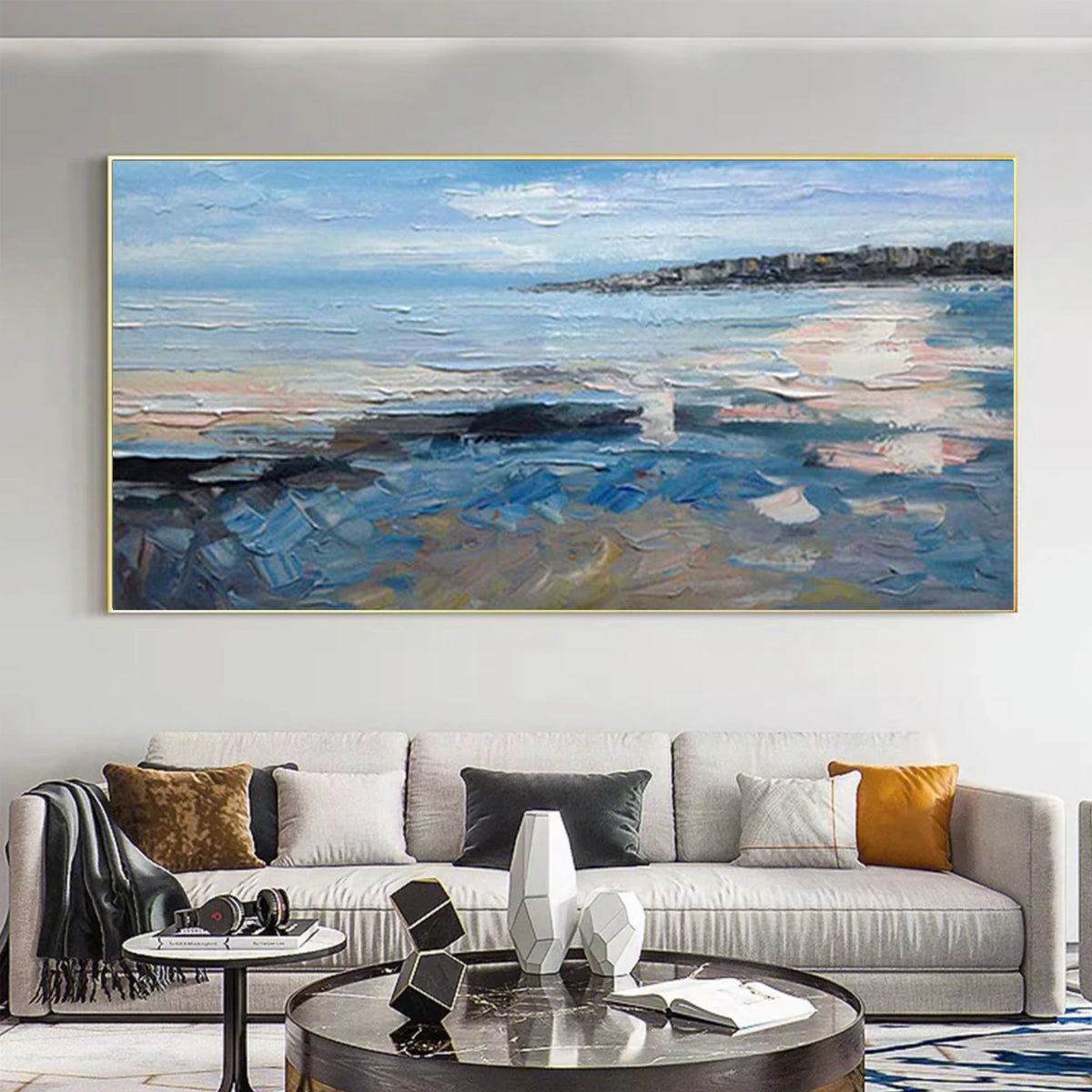 Abstract Ocean And Sky Textured Wall Art #OS059