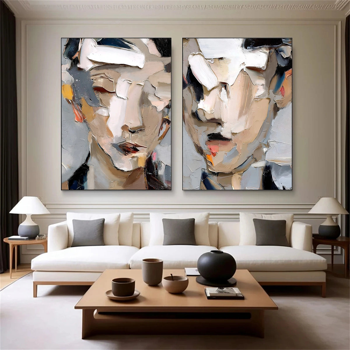 Abstract Portrait Textured Wall Art Set of 2 #LA017