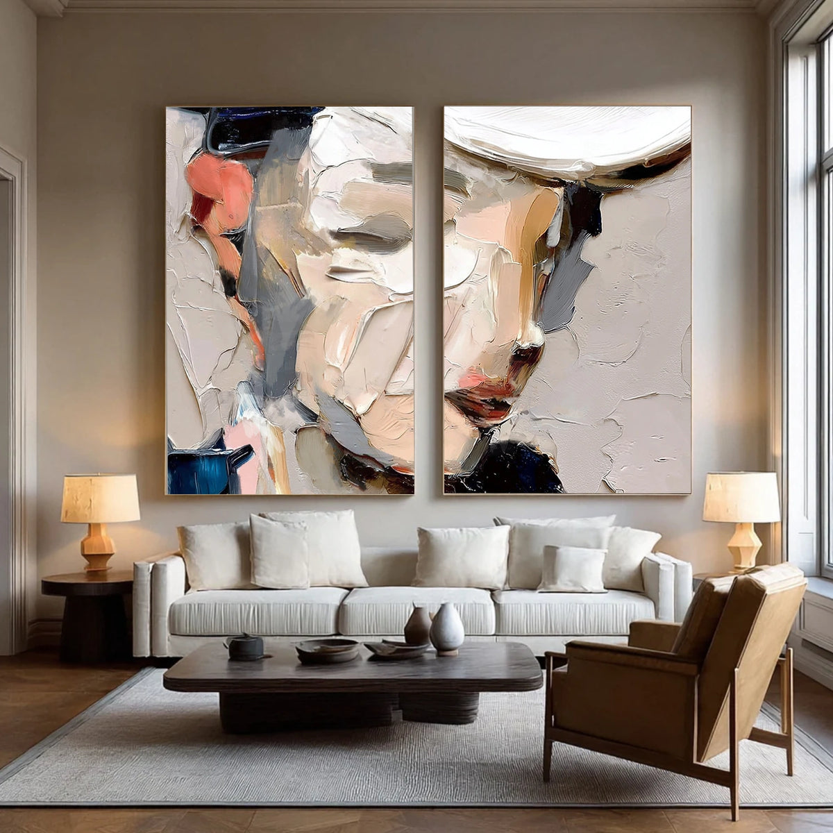 Abstract Portrait Textured Wall Art Set of 2 #LA018