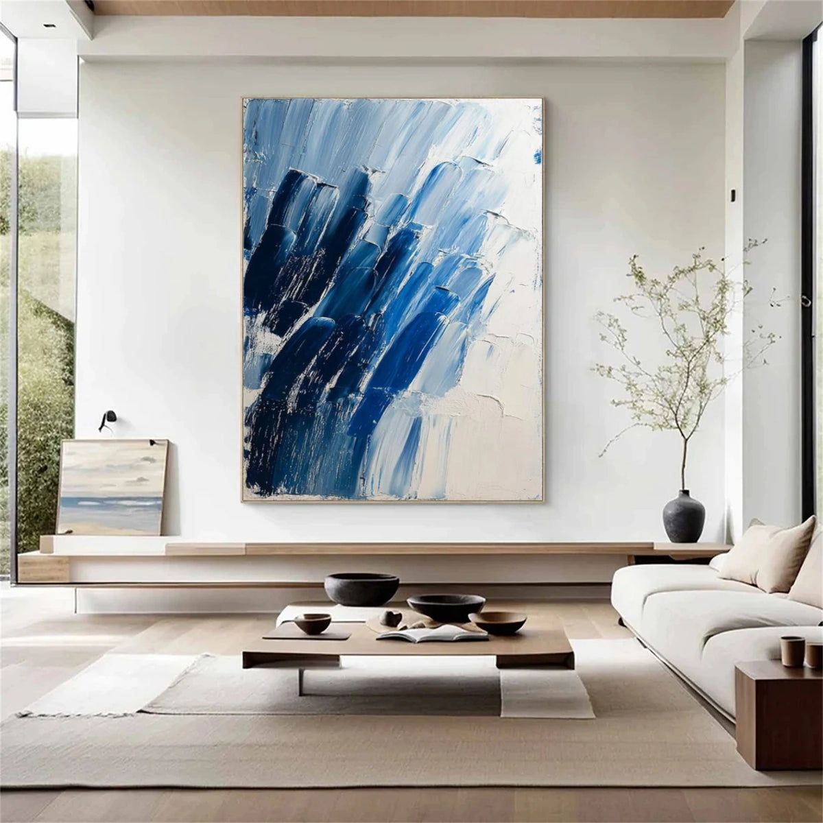 Blue Abstract Textured Wall Art #AW037