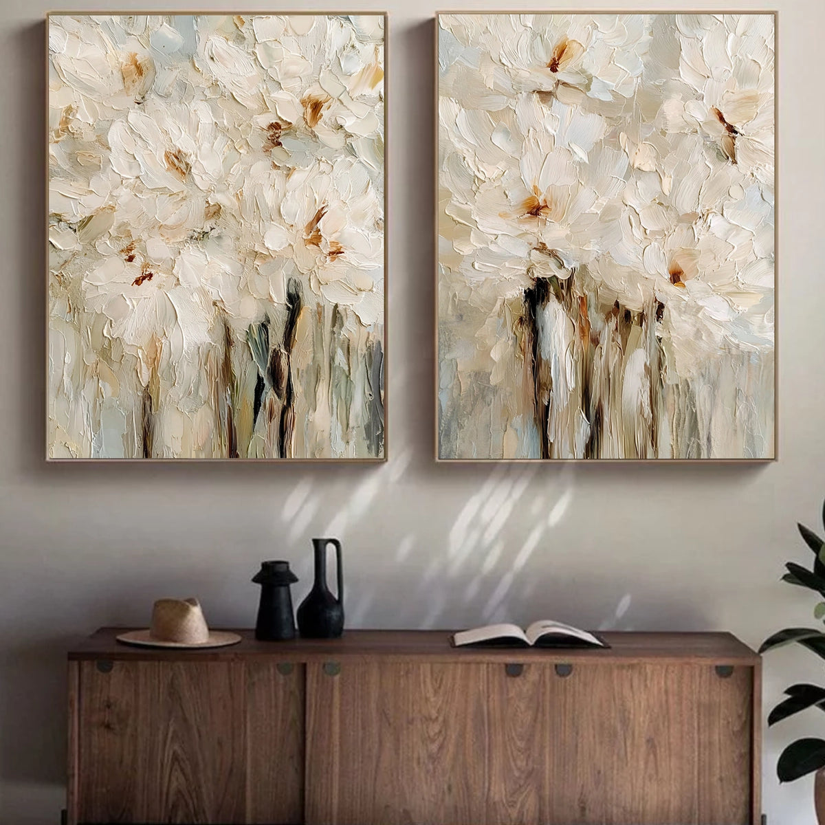 Abstract Flower And Tree Textured Wall Art Set of 2 #FT030
