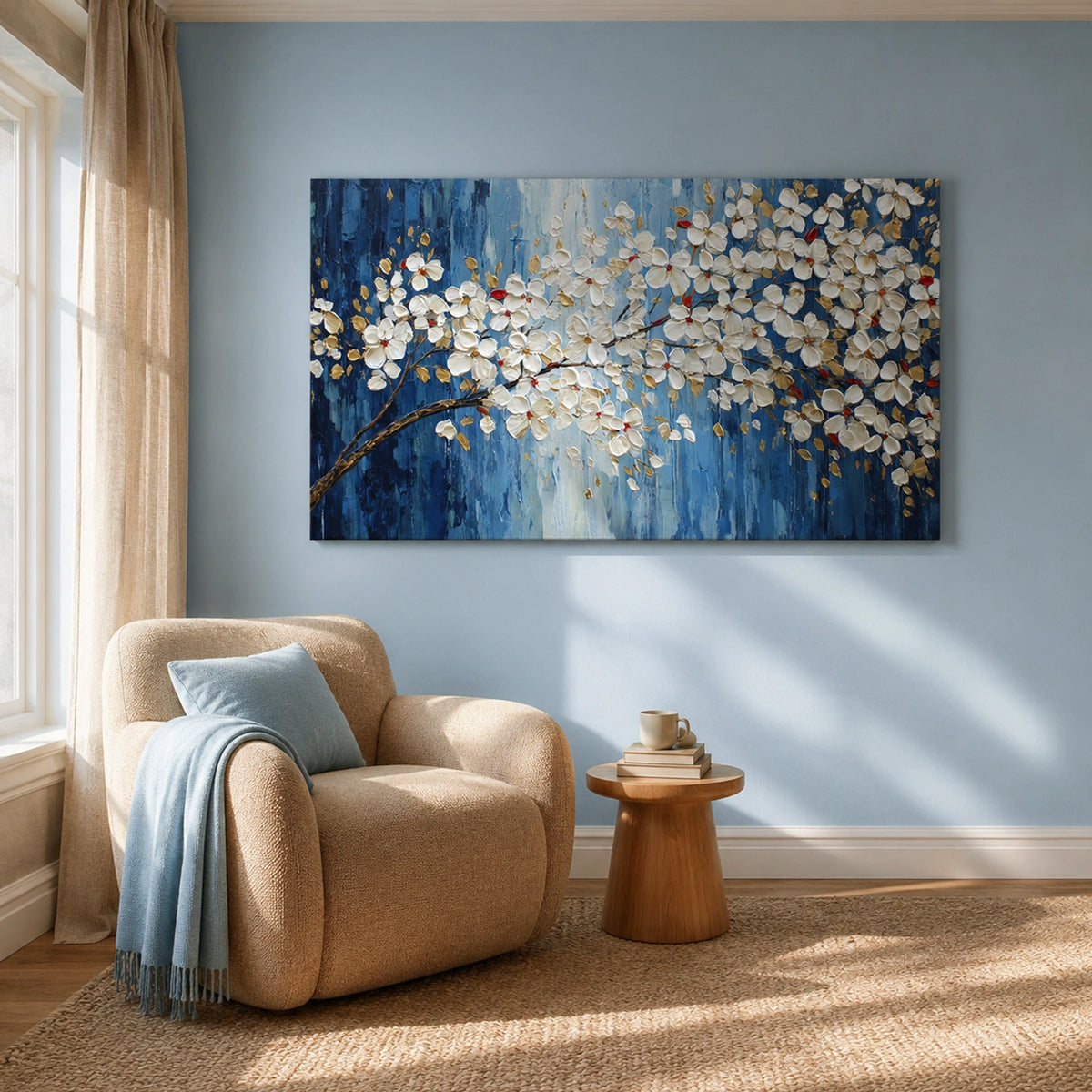Abstract Flower And Tree Textured Wall Art #FT056