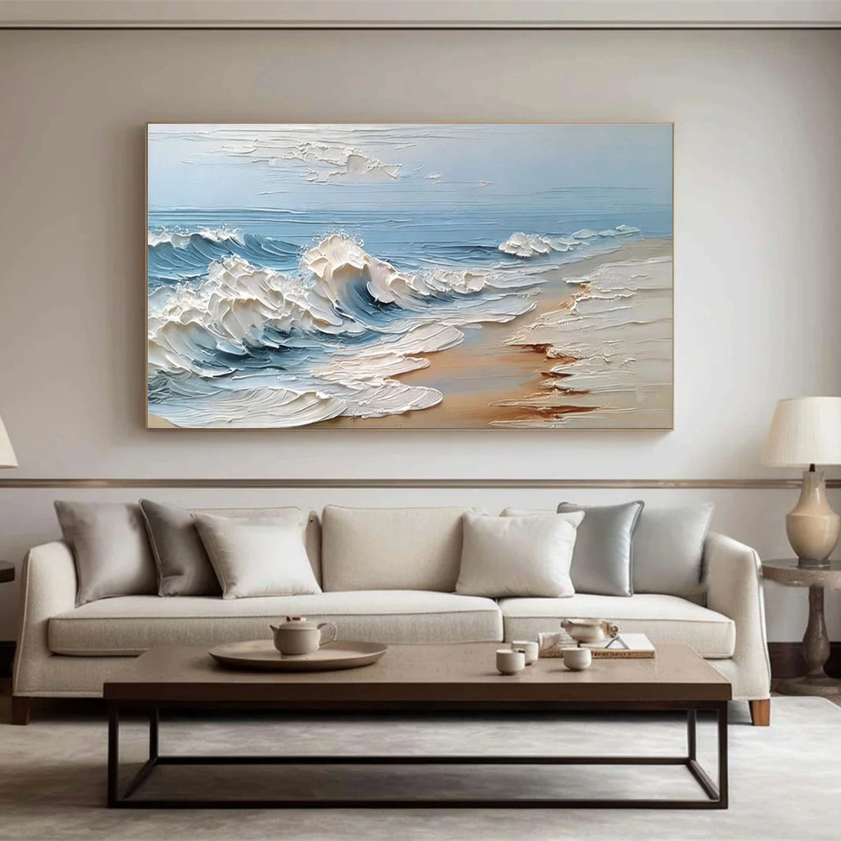 Abstract Ocean And Sky Textured Wall Art #OS058