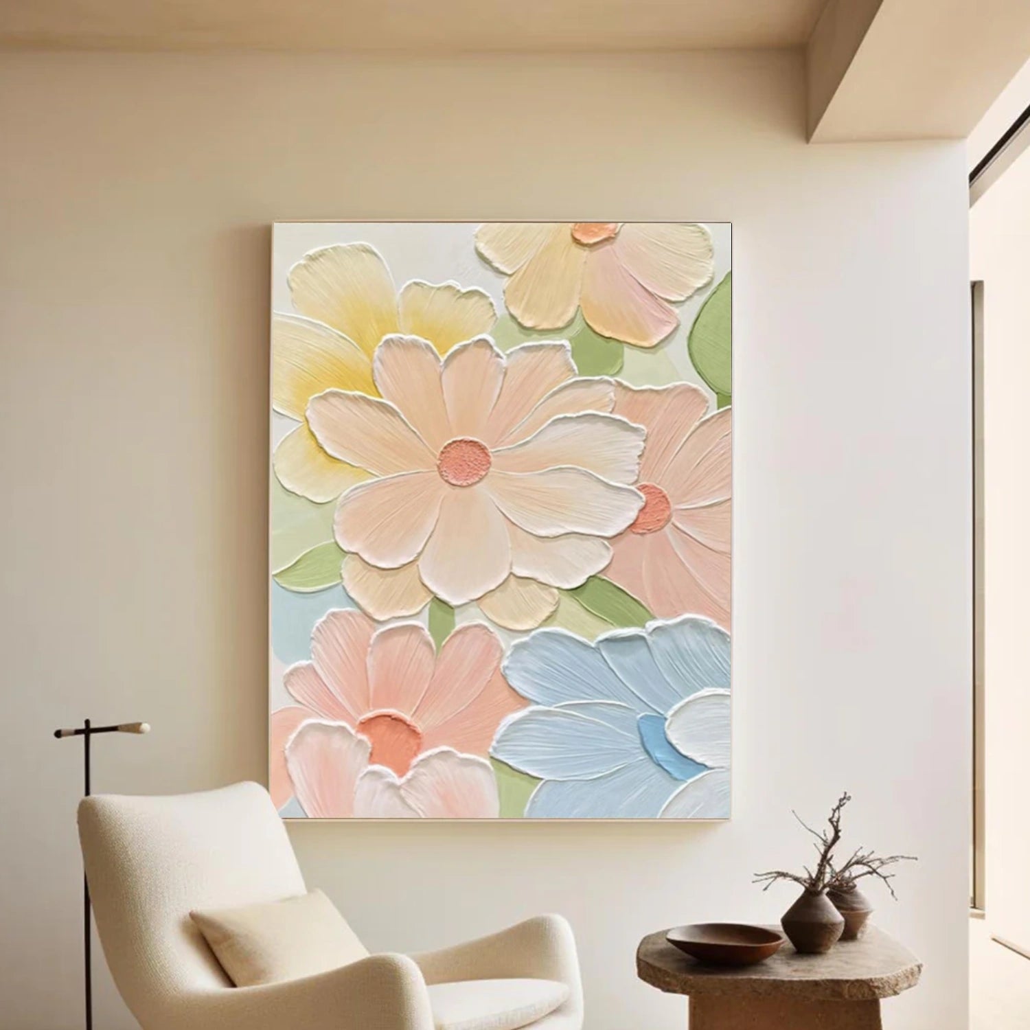 Colorful Abstract Flower And Tree Textured Wall Art #FT016