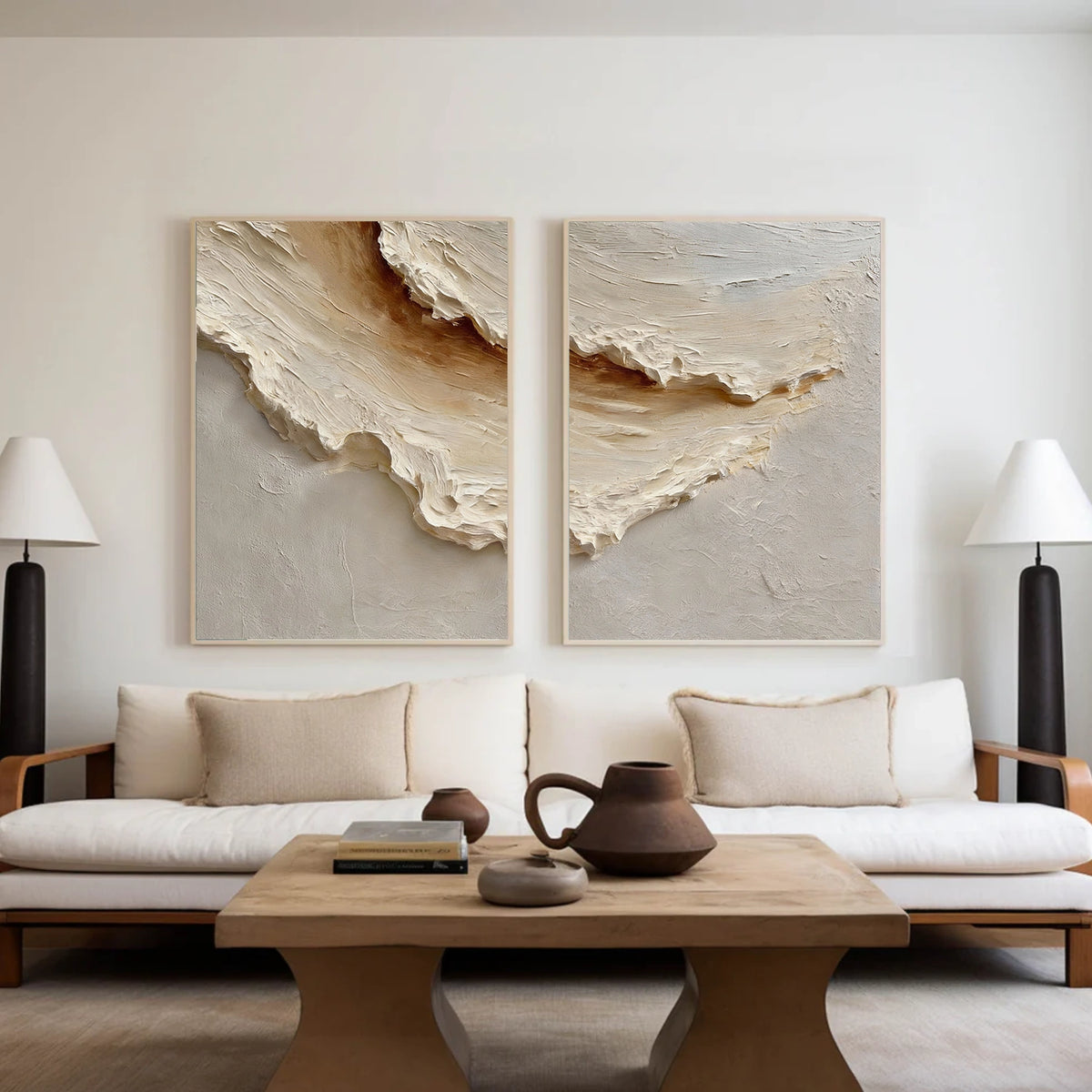 Abstract Ocean And Sky Textured Wall Art Set of 2 #OS128