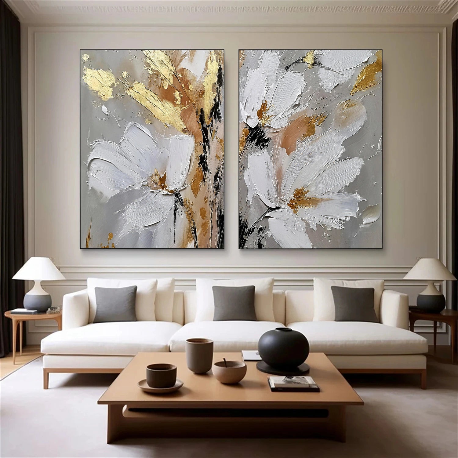 Abstract Flower And Tree Textured Wall Art Set of 2 #FT015
