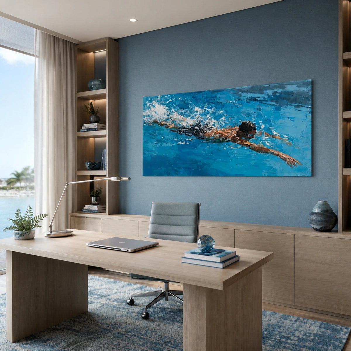 Swimming Sports Textured Wall Art #SC035