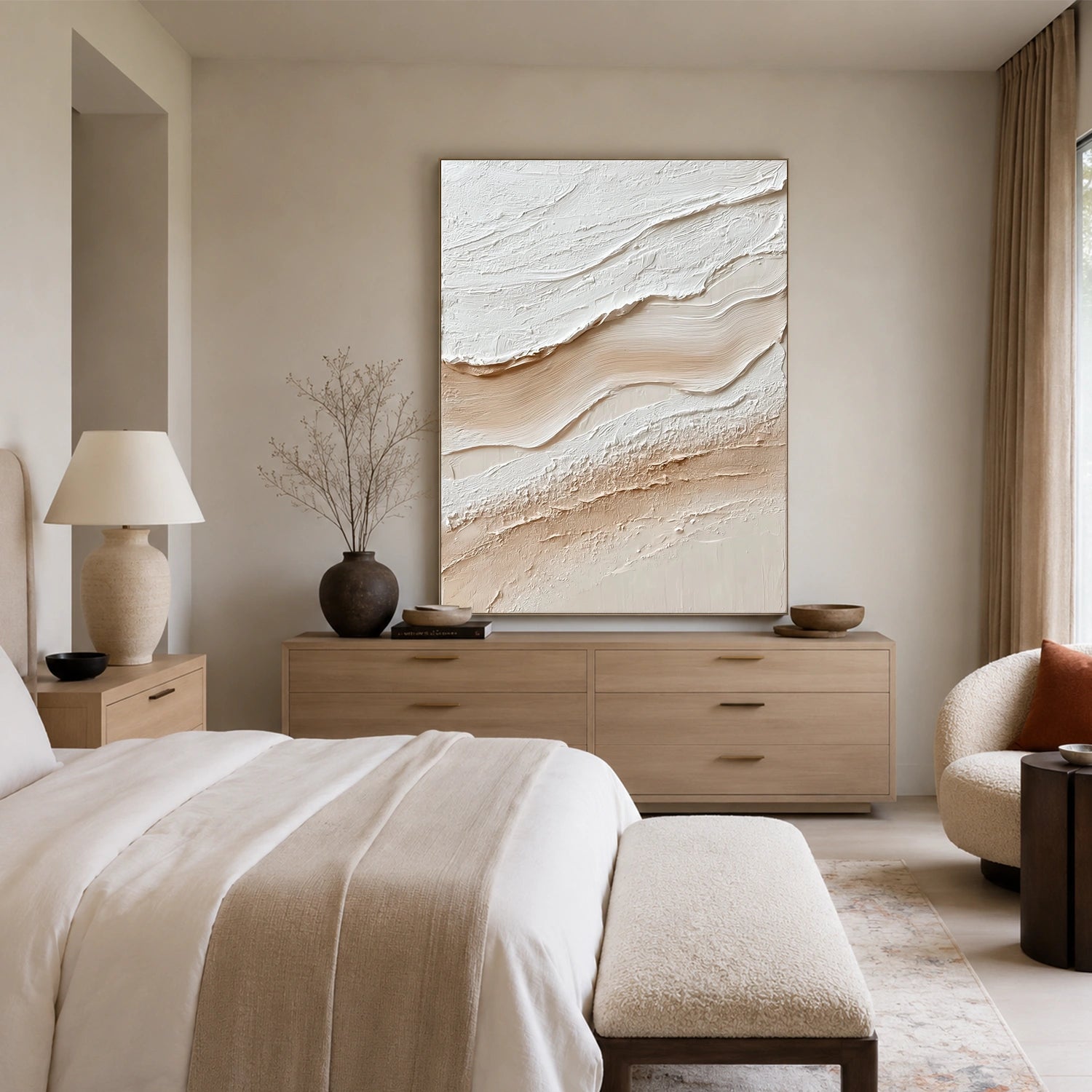 White Minimalist Textured Wall Art #MW037