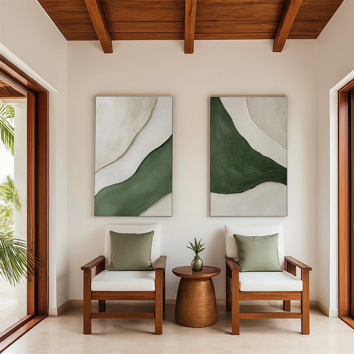 Green Minimalist Textured Wall Art Set of 2 #MW004