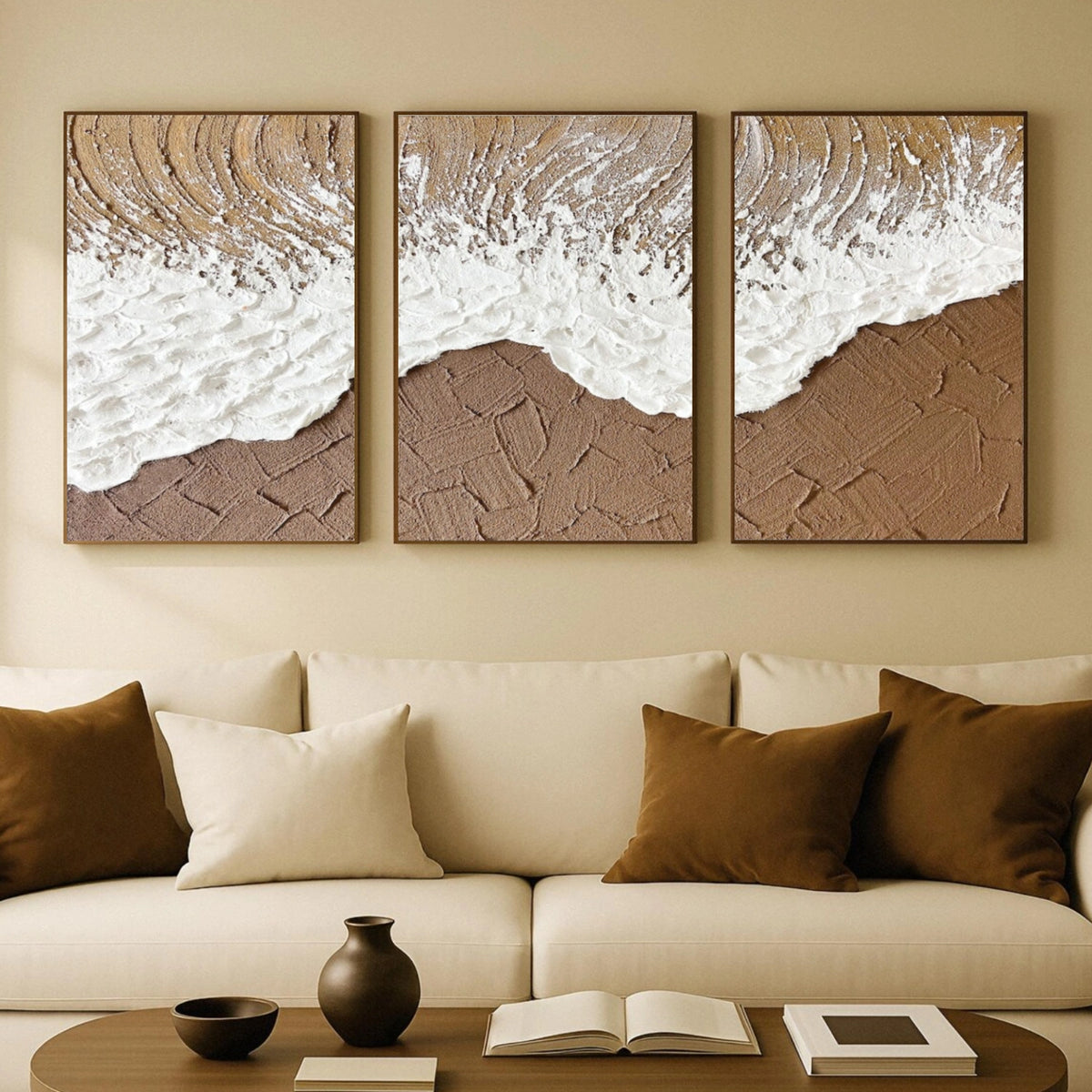 Abstract Ocean And Sky Textured Wall Art Set of 3 #OS139