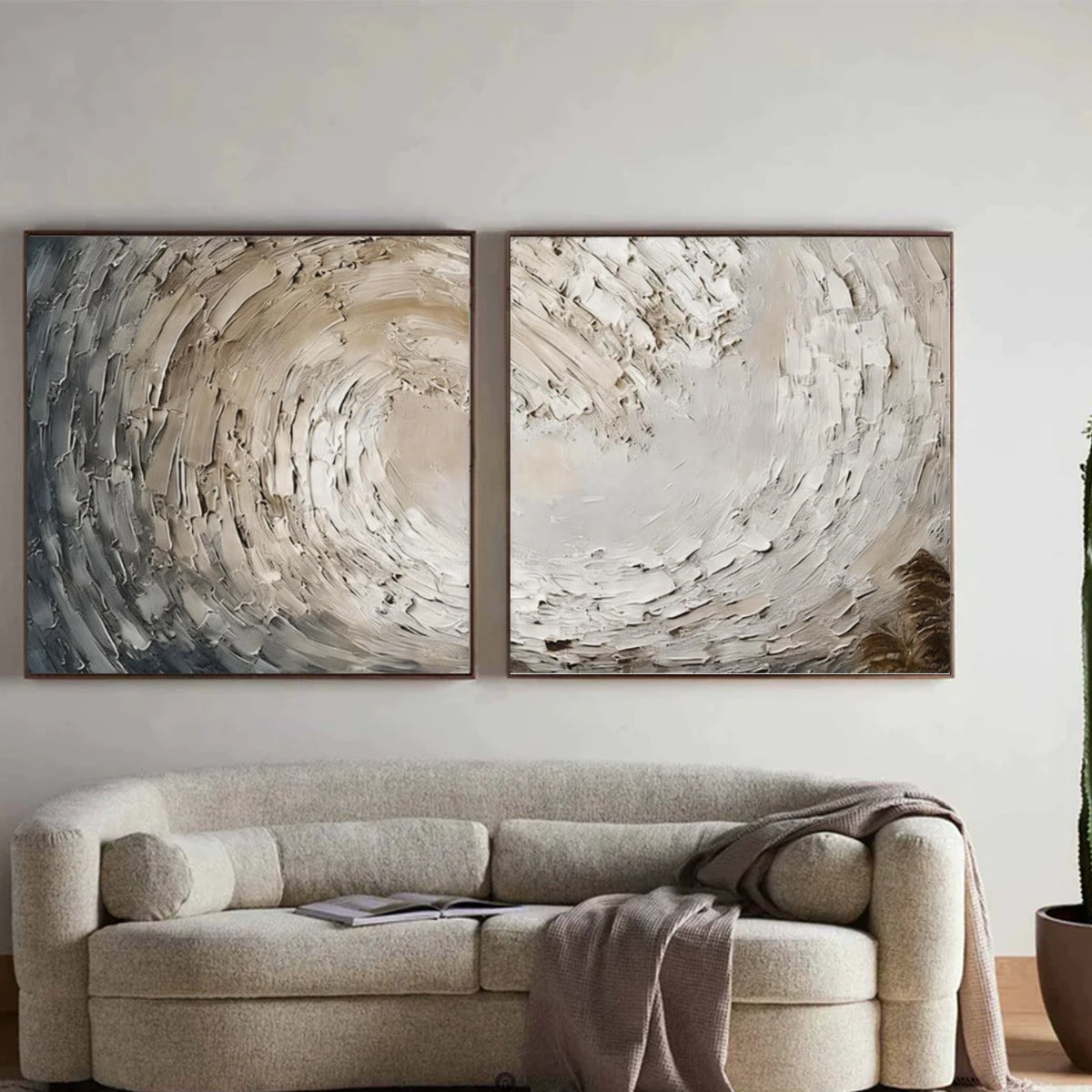 Abstract Ocean And Sky Textured Wall Art Set of 2 #OS144