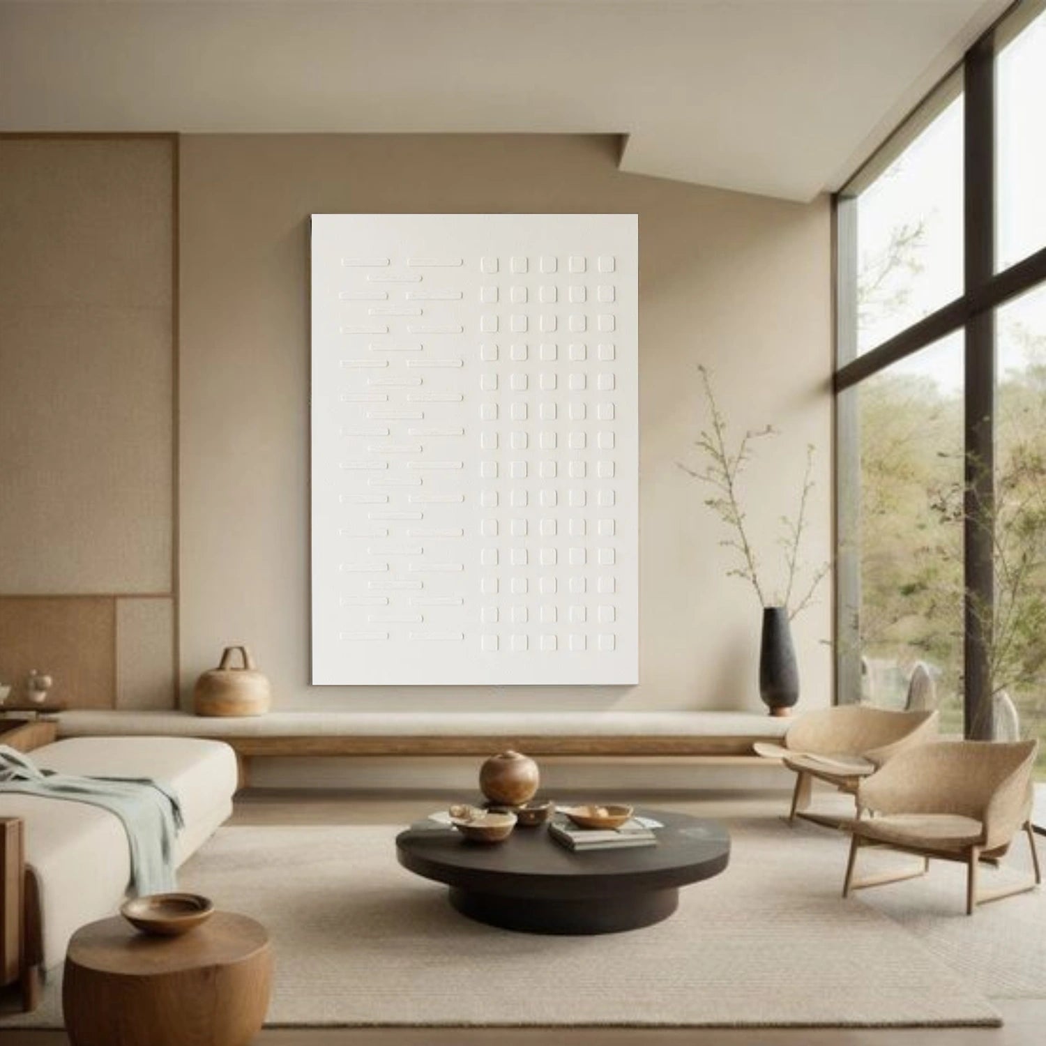 White Minimalist Textured Wall Art #MW023