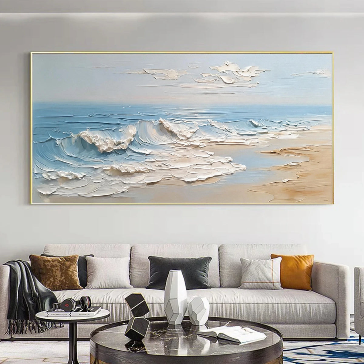 Abstract Ocean And Sky Textured Wall Art #OS057
