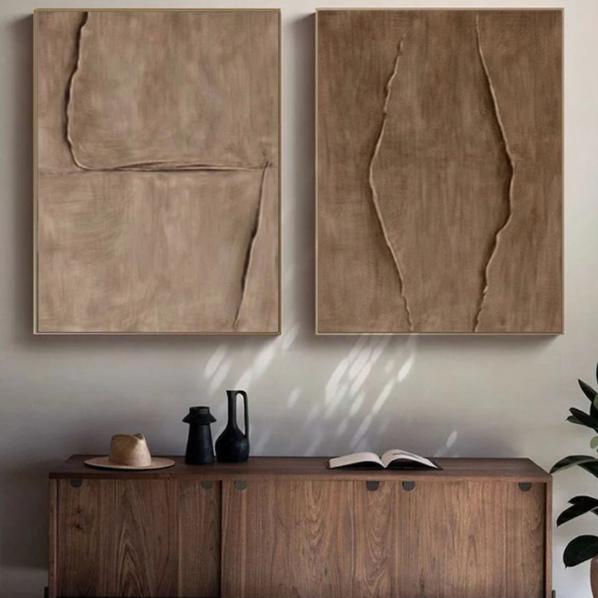 Brown Minimalist Textured Wall Art Set of 2 #MW034