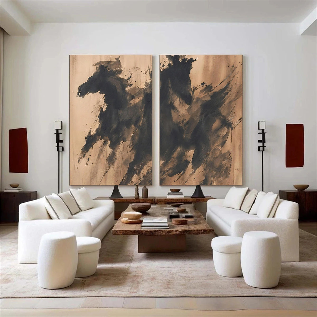 Abstract Animal Horse Wall Art Set of 2 #AN029