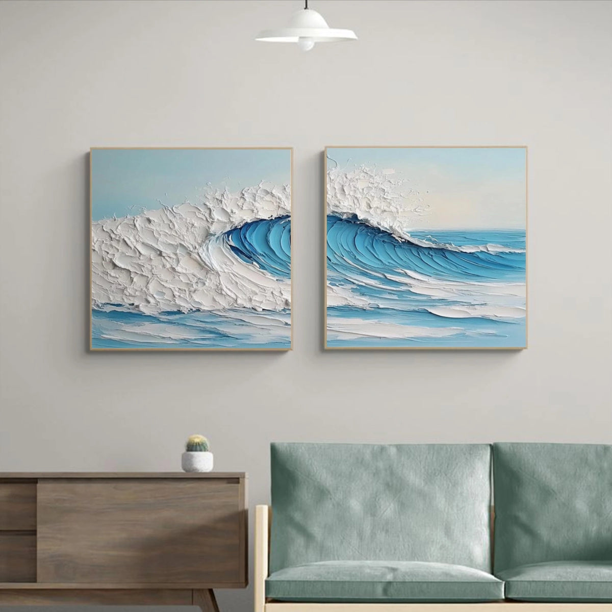 Abstract Ocean And Sky Textured Wall Art Set of 2 #OS143