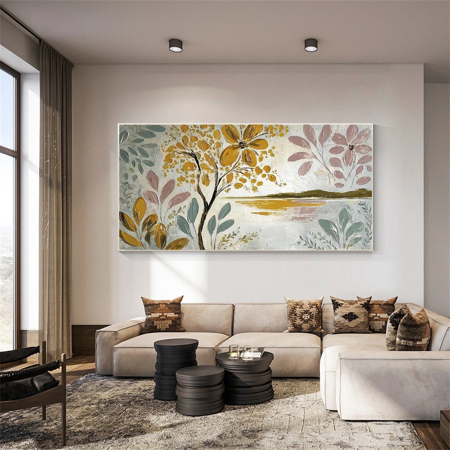 Abstract Flower And Tree Textured Wall Art #FT033