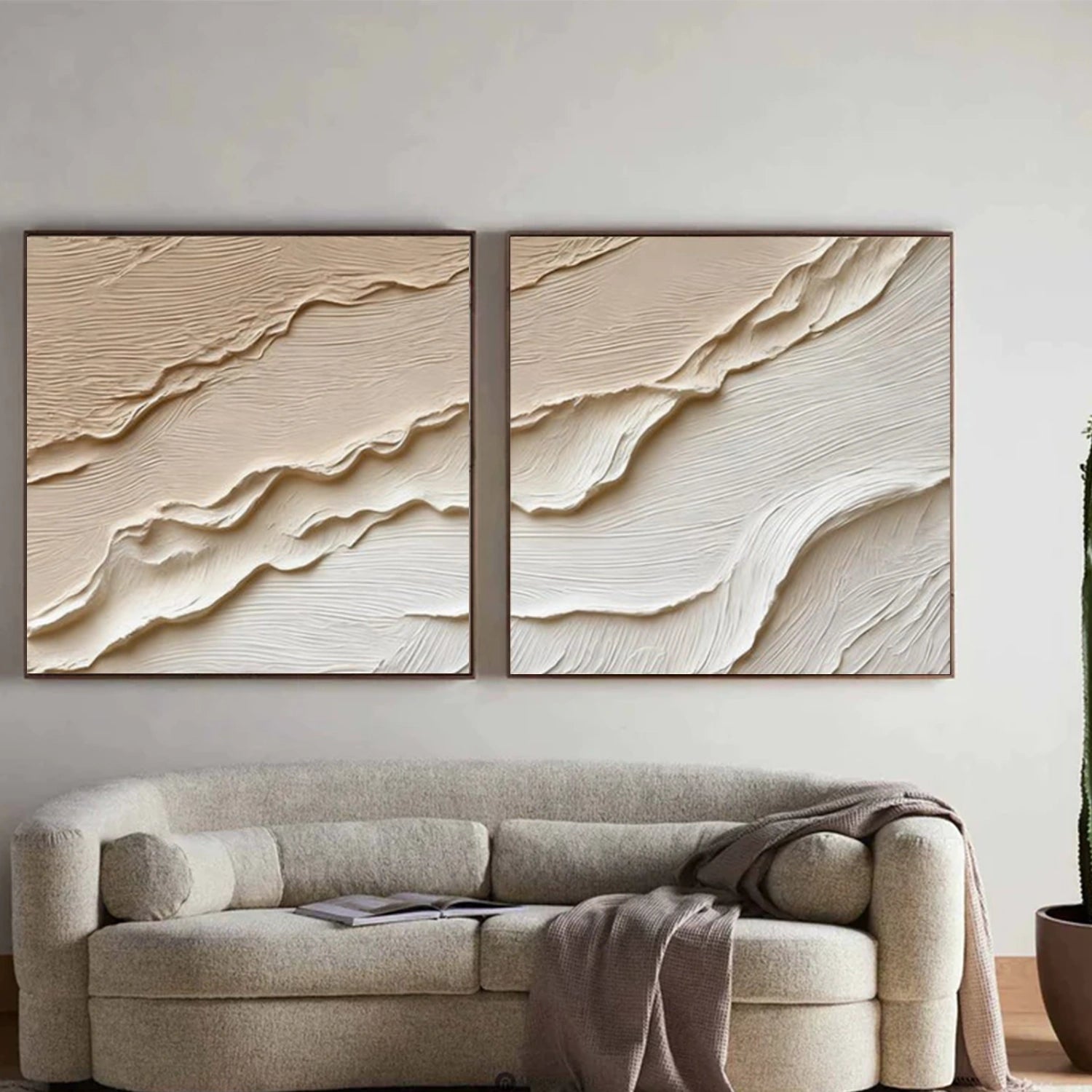 Brown Minimalist Textured Wall Art Set of 2 #MW033