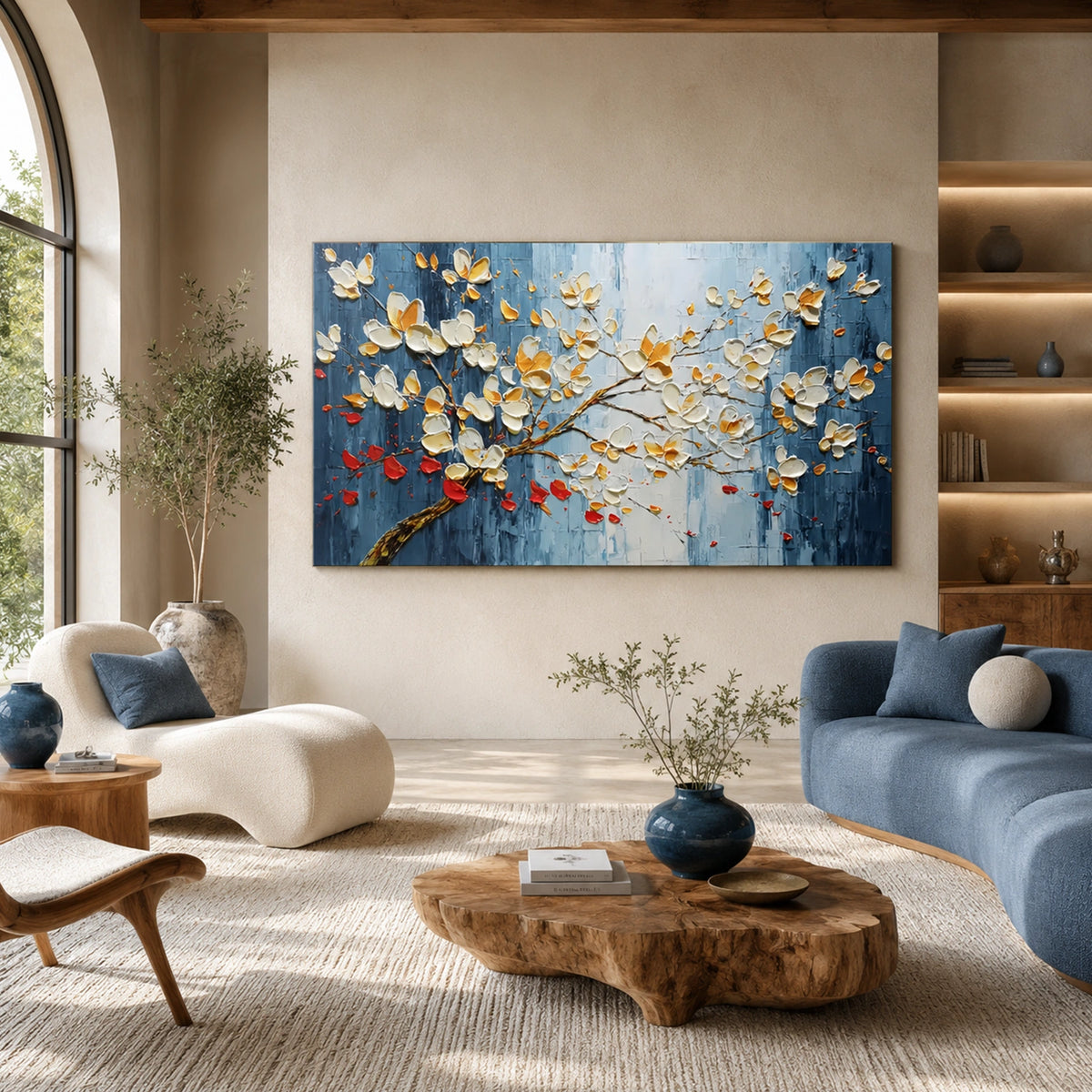Abstract Flower And Tree Textured Wall Art #FT055