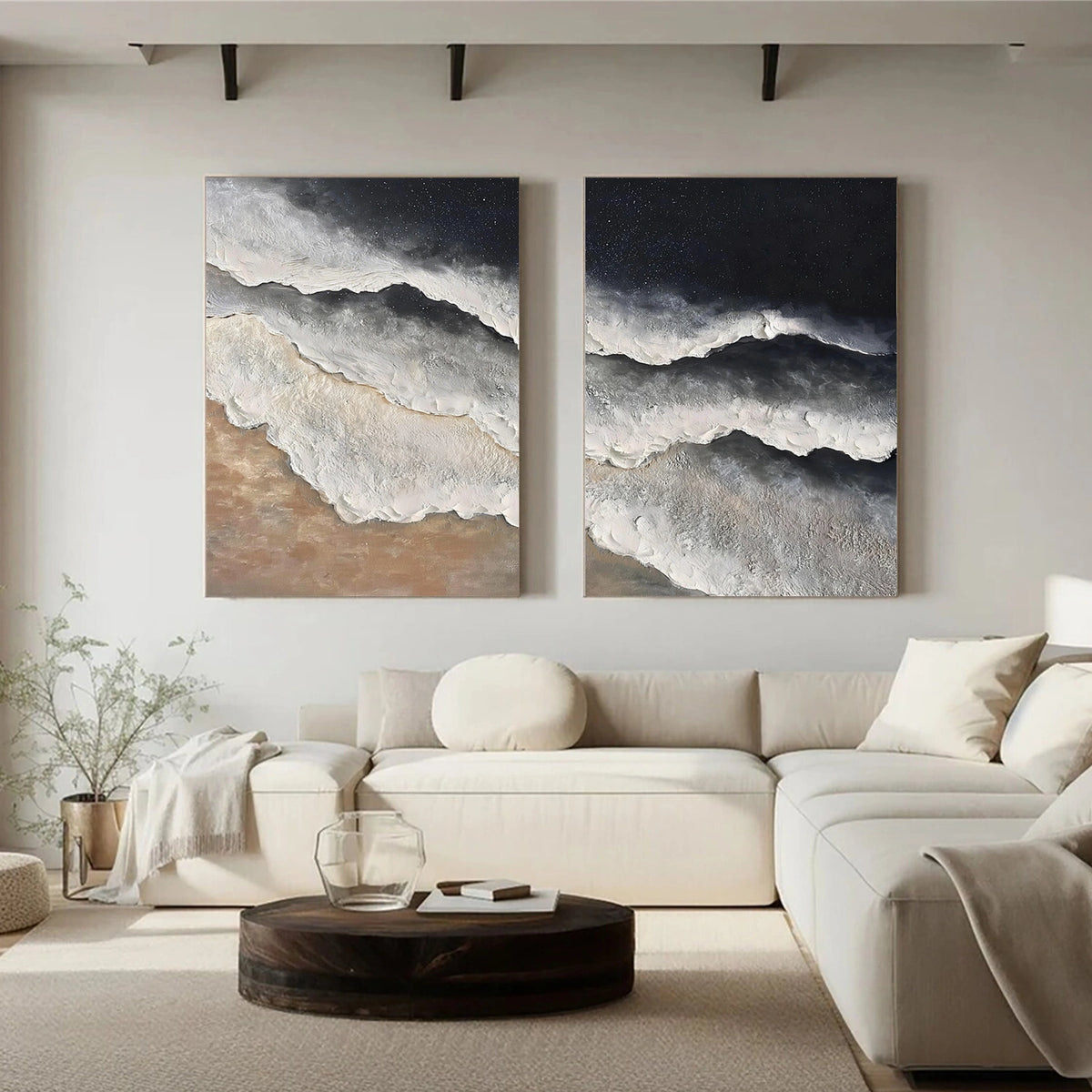 Abstract Ocean And Sky Textured Wall Art Set of 2 #OS130