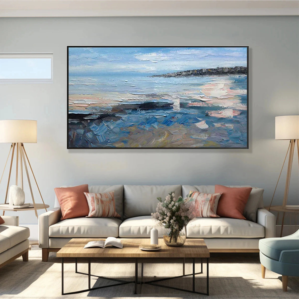 Abstract Ocean And Sky Textured Wall Art #OS059