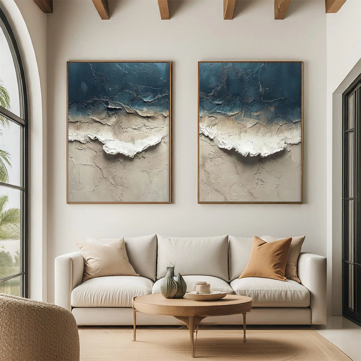 Abstract Ocean And Sky Textured Wall Art Set of 2 #OS127
