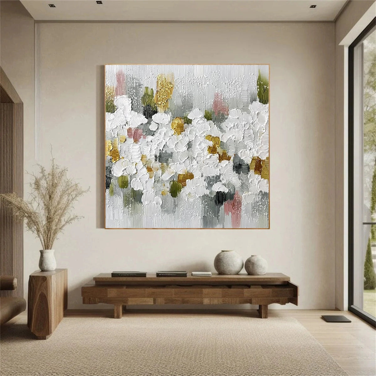Abstract Flower And Tree Textured Wall Art #FT038